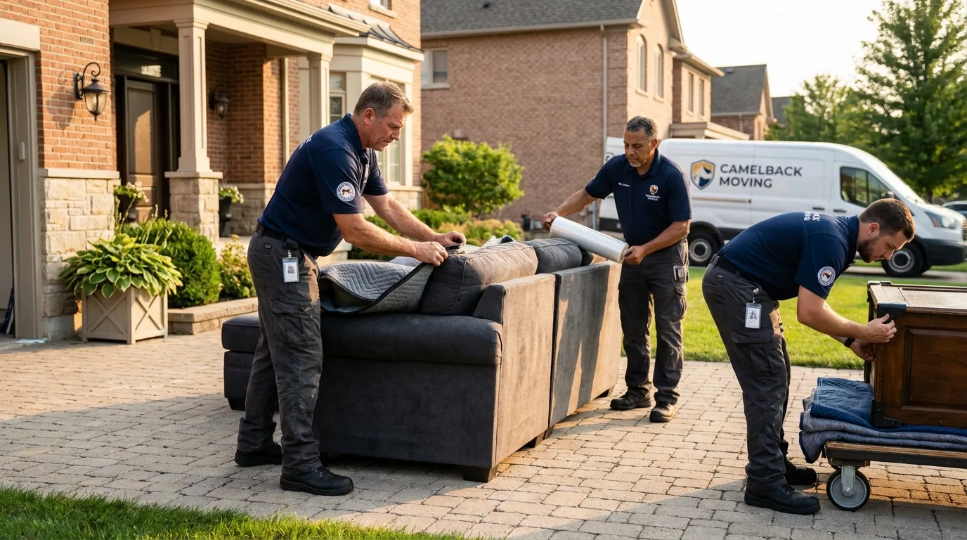 Large estate moving crew wrapping furniture in Pearsall, TX